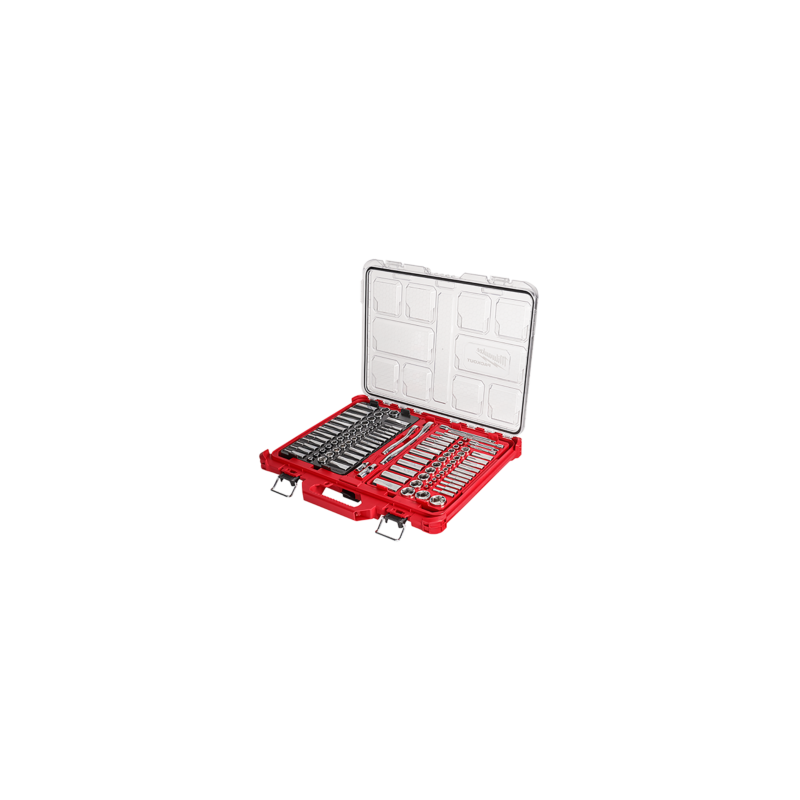 48-22-9486 Juego de 106 piezas de llave de trinquete y dados con boca de 1/4? y 3/8? con organizador de perfil bajo PACKOUT™ – S