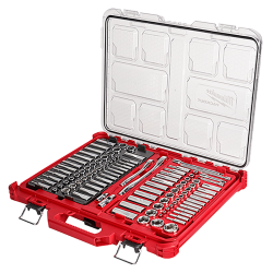 48-22-9486 Juego de 106 piezas de llave de trinquete y dados con boca de 1/4? y 3/8? con organizador de perfil bajo PACKOUT™ – S