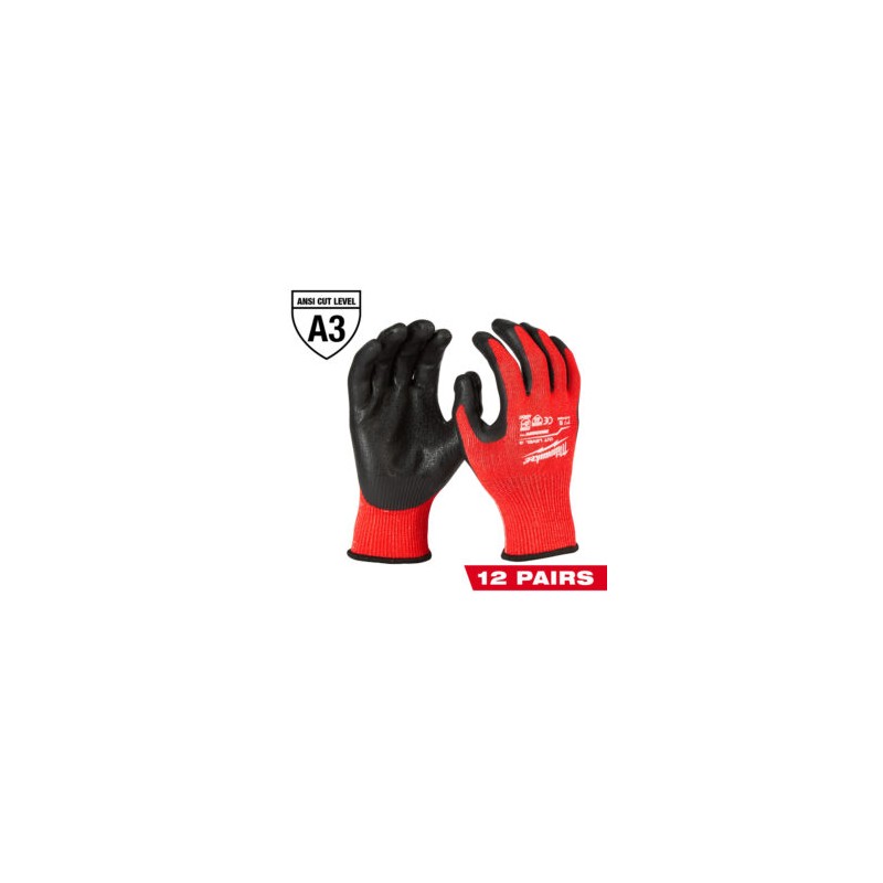 48-22-8932B GUANTES ANTICORTE NIVEL 3 BAÑADOS EN NITRILO TALLA GDE 12PZAS