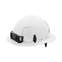 48-73-1221 Casco con ventilación y ala completa blanco con suspensión de trinquete de 6 puntos (EE. UU.): Tipo 1, clase C